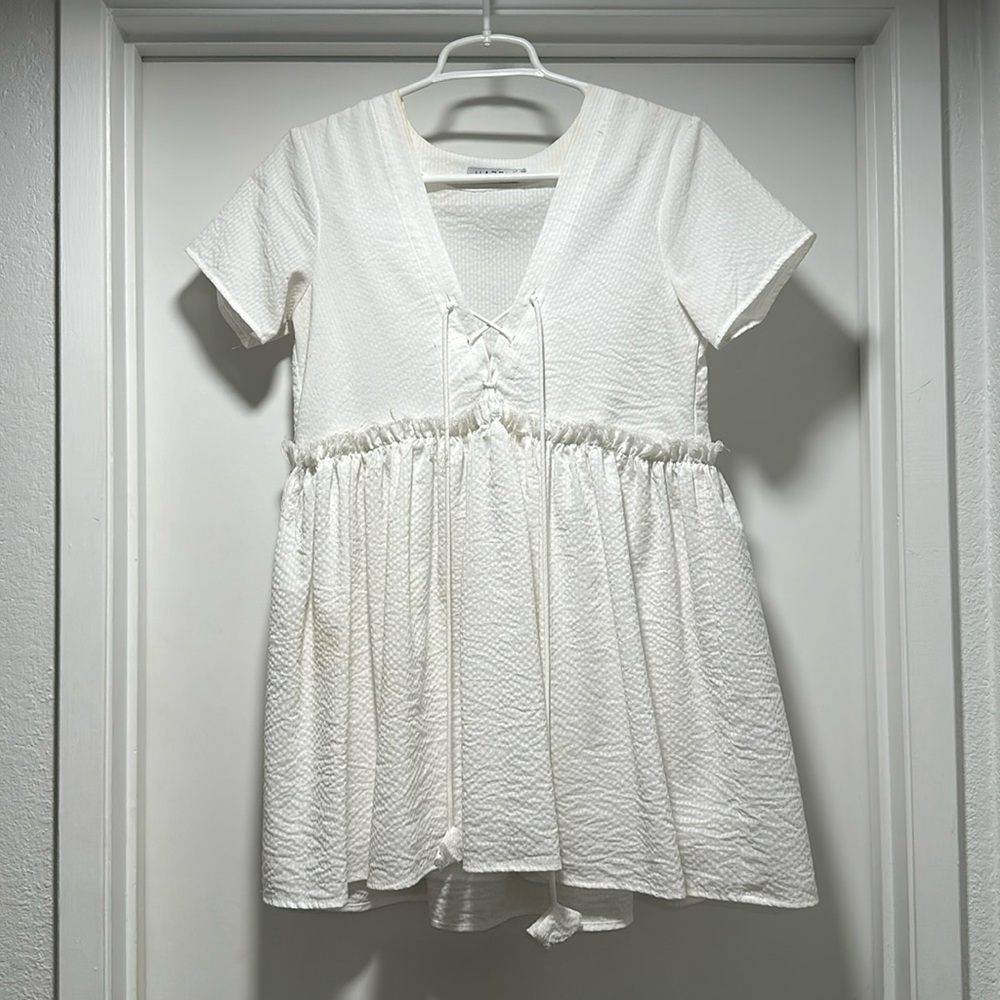 Hazel White Short Sleeve Mini Dress Size XS